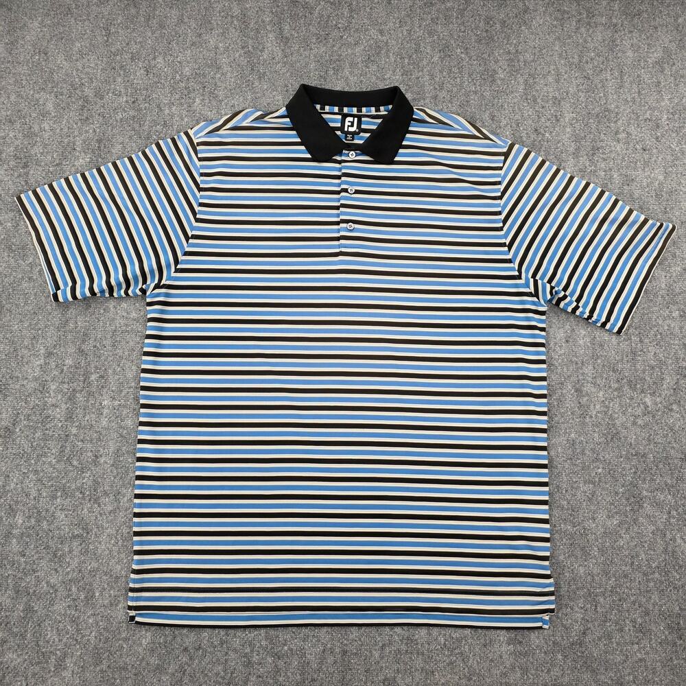 FootJoy Shirt Mens XXL Striped Polo Golf Stretch Tradition Club Performance Top